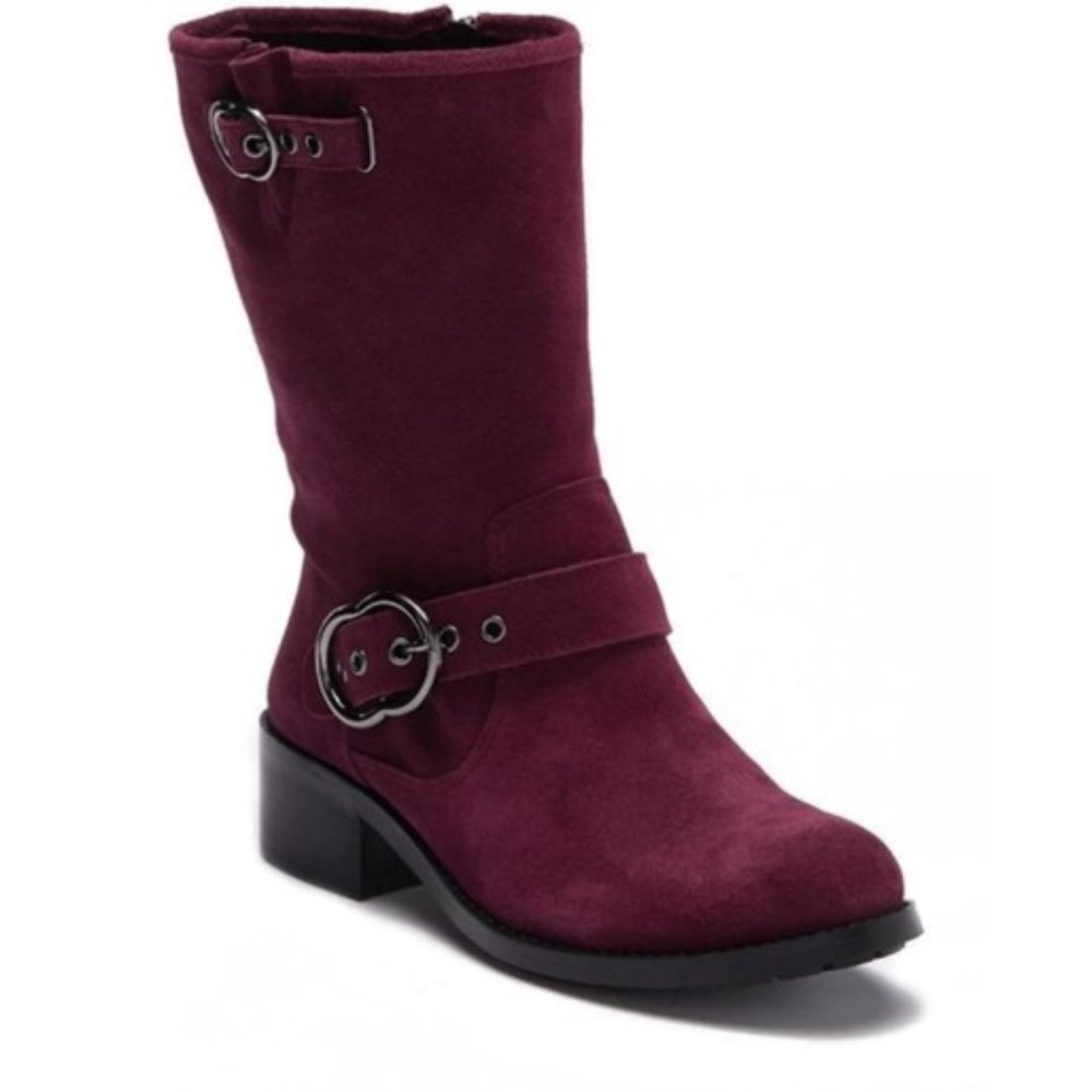 Vince Camuto Wilan Plum Suede Moto Boots